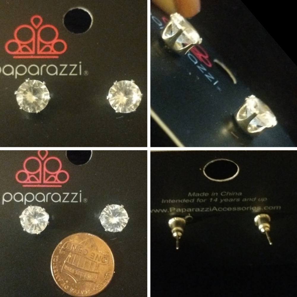 Paparazzi Accessories Rhinestone Studded Silver-toned Prong Set Fashion Earrings